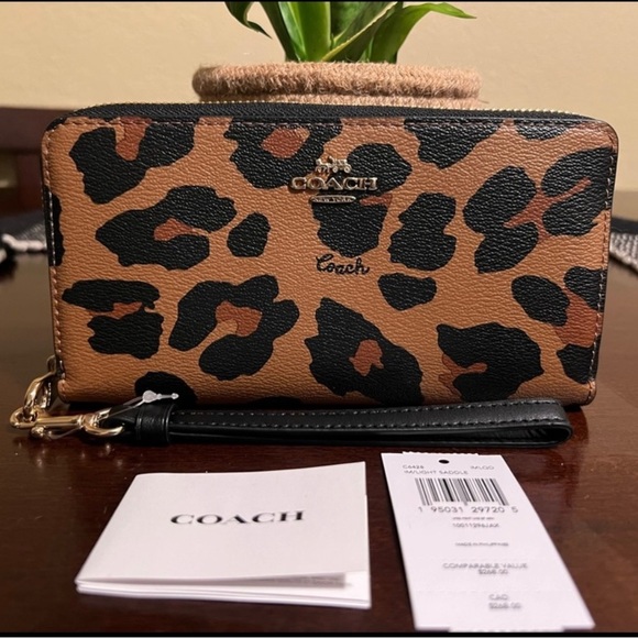 Coach Handbags - NWT Long Coach Zip Around Wallet Leopard
Print Gold Hardware NWT C6428